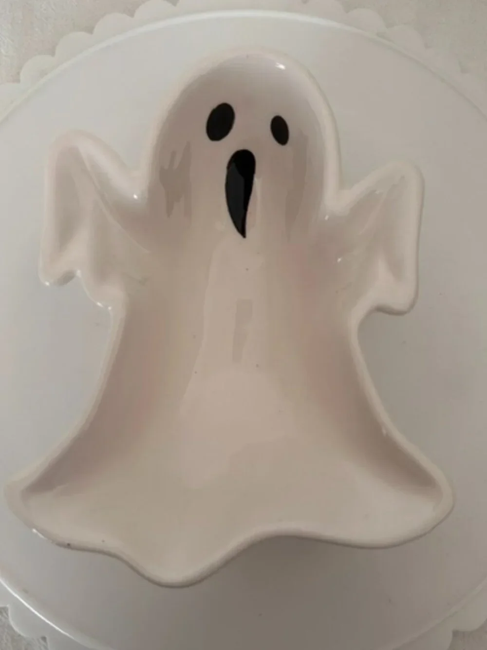 Ceramic White Ghost Halloween Candy Dish Bowl UNUSED